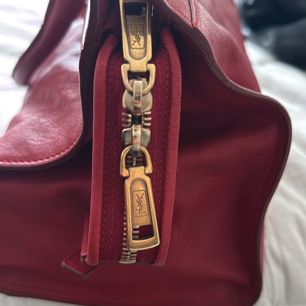 Yves Saint Laurent Red Leather Cabas Tote Bag - Picture 5 of 8